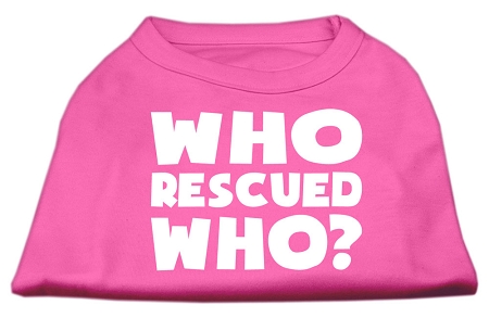 Who Rescued Who Screen Print Shirt Bright Pink Sm